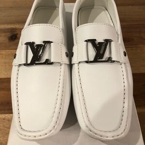 Louis Vuitton White Leather Loafers